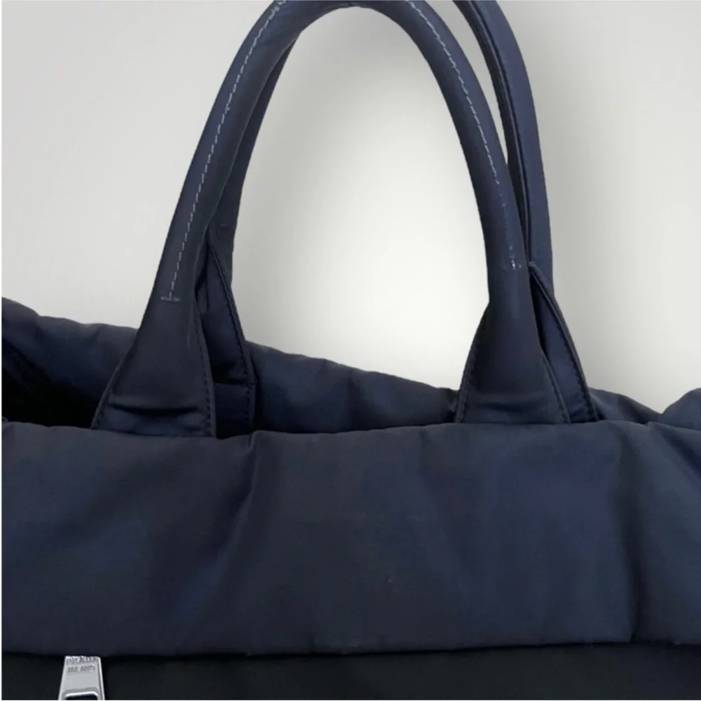 Auth Prada Tessuto Nylon Canapa Bag Large